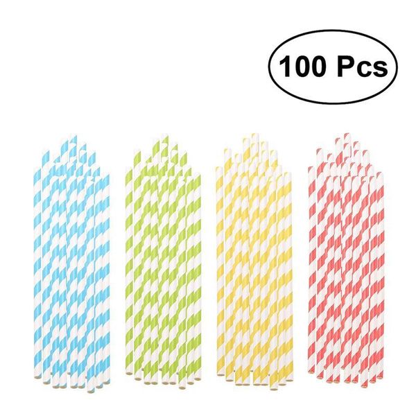 

subject:100pcs multicolor paper straws assorted rainbow colors drinking straw for wedding birthday party (red & yellow & blue & green