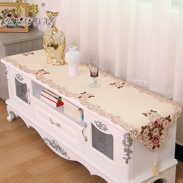 

retro white cofee table runner dinning embroidered lace table party weding catering home decoration tablecloth tafelloper w03