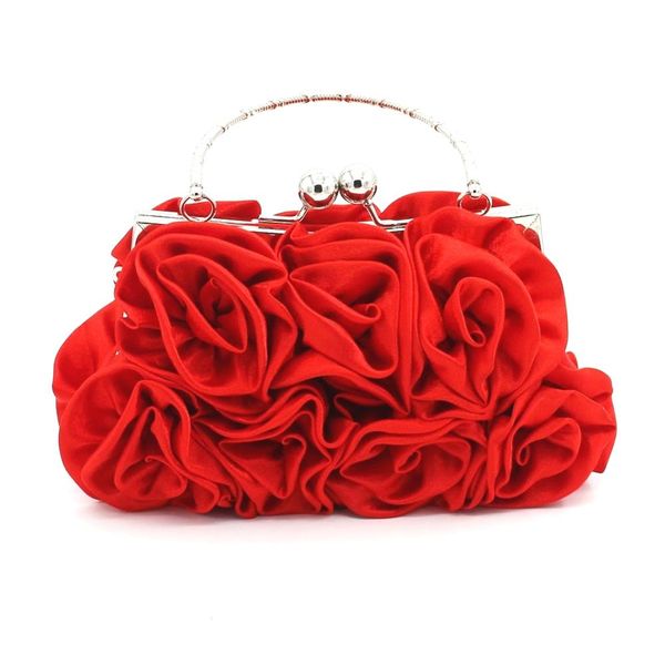 

female silk evening bags fashion rose flowers bags bride girls bag women clutch ms handbag lady party handbags bridesmaid a32