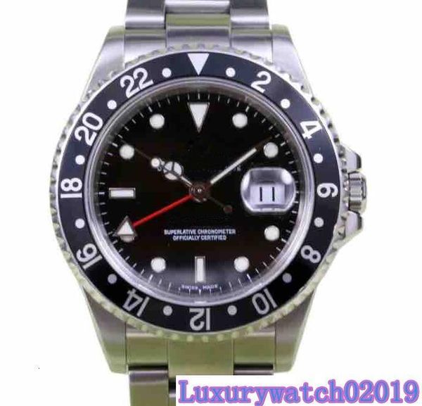 

40mm automatic black dial with rotatable bezel men wristwatch mens watches with 316l stainless steel bracelet and dot hour markers, Slivery;brown