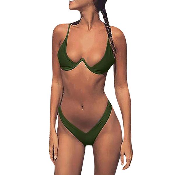 

womail bikinis set women swimsuit female biquini push-up paded bra swimsuit swimwear manual solid bikini bather suit l30503