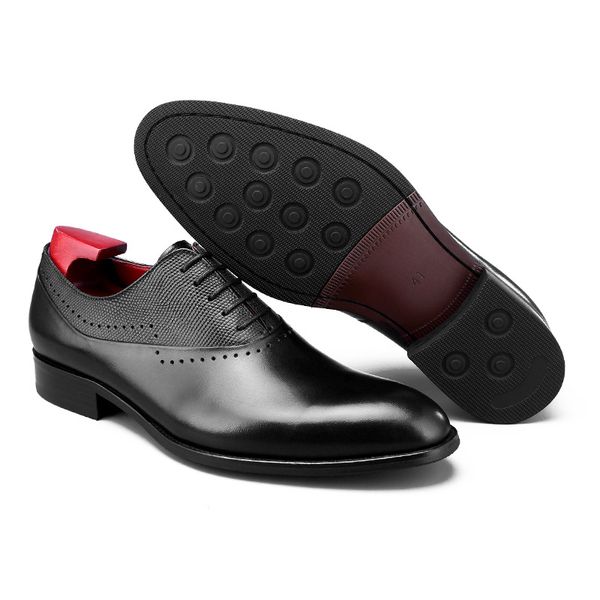 

brown brand oxford shoes men wedding office formal shoes genuine leather luxury italian handmade men's footwear dress, Black