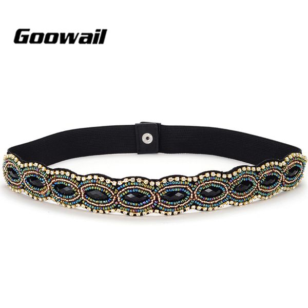 

goowail 2019 элегантные пояса rhinestone для женщин waistband дам платья vintage женского ремня кристалл гем ремни cummerbunds y200513, Black;brown