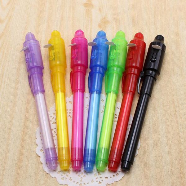

korean stationery creative magic uv light pen invisible ink pen funny marker pen school supplies for kids gifts, Black;red