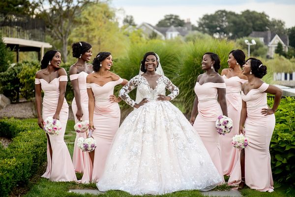 

long mermaid bridesmaid dresses off shoulder simple formal maid of honor dress wedding guest dress robes de demoiselle d'honneur, White;pink