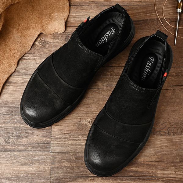 

2020 autumn and winter plush warm leather men's short boots work shoes men's ankle boots with fur outdoor, Black