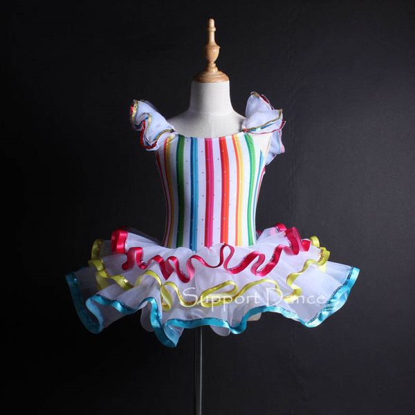 

support-dance colorful striped professional ballet tutu dress c126, Black;red