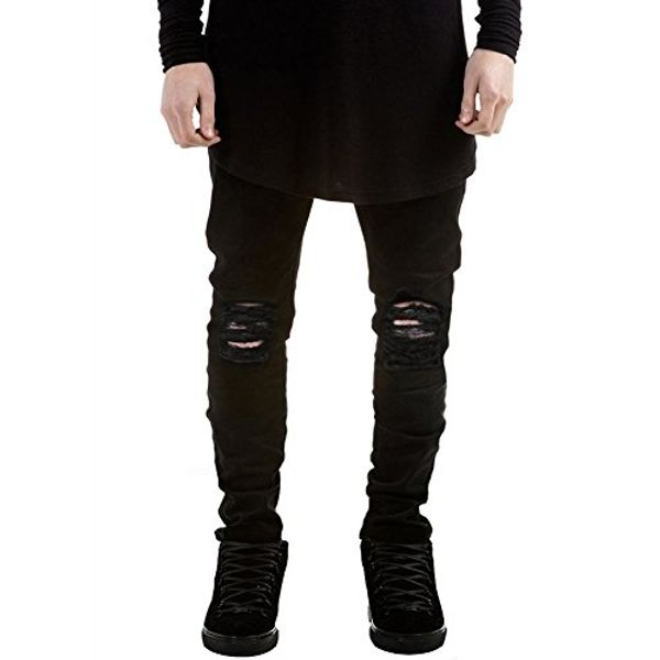 

geurzc ripped slim skinny biker jeans for men, Blue