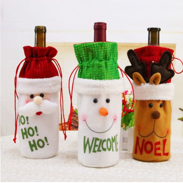 

christmas wine bottle decor set santa claus snowman deer bottle cover clothes wine decorations for new year dinner party