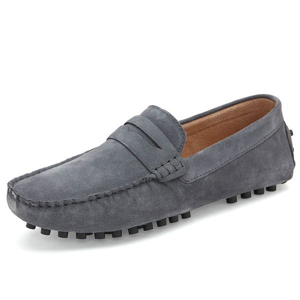 

comfortable men loafers suede leather driving soft moccasins summer lazy slip on handmade male flats casual shoes for men 46, Black