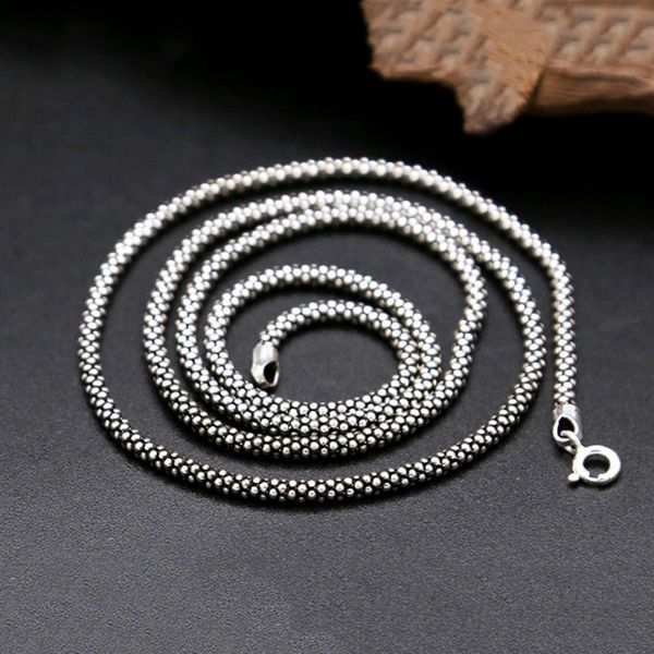 

100% real pure 925 sterling silver necklace women men jewelry classic silver 925 bead corn chain new fashion necklace s0565