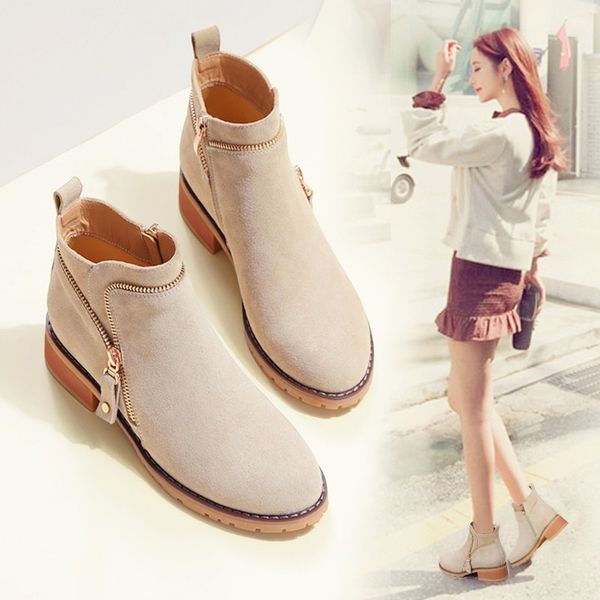 

autumn fashion ankle boots women pumps comfortable round toe winter shoes woman side zipper non-slip casual boots women footwear, Black