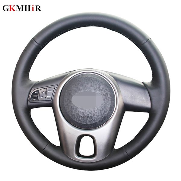 

diy hand-stitched black soft artificial leather car steering wheel cover for kia forte 2009-2014 rio 2009-2011 soul 2010-2013