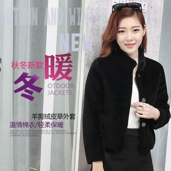 

real fur overcoats winter parka jacket women s short waterproof lamb sheep wool shearing tailored thick warm 2019 black