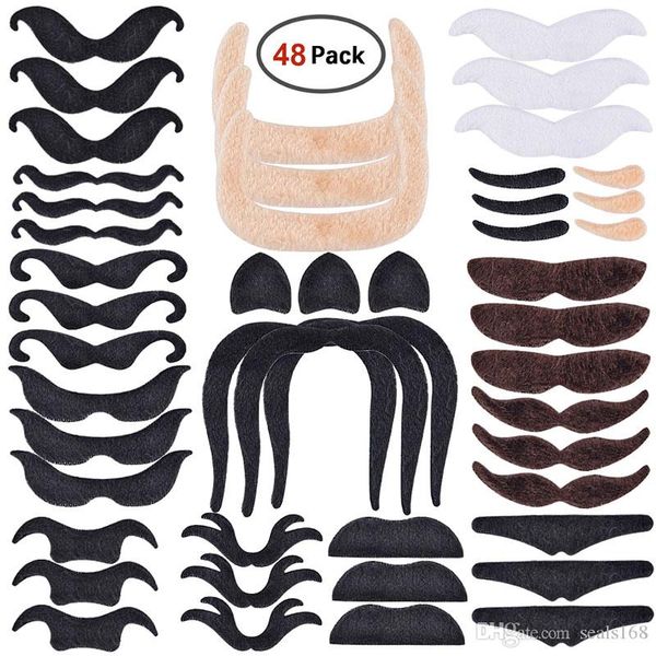 

48pcs/set fake mustaches self adhesive for party costume performance novelty mustaches for kids simulation beard 16styles jhh9-2353