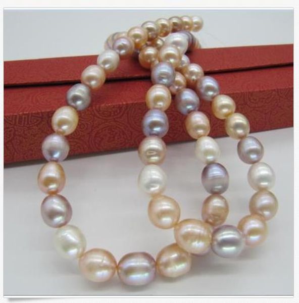 

huge aaa10-12mm south sea multi-color pearl necklace 35 inch 14k gold clasp, Silver