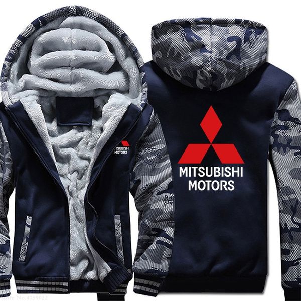

winter men casual mitsubishi sweatshirt fleece zipper hoodies coat man new arrived jackets, Black