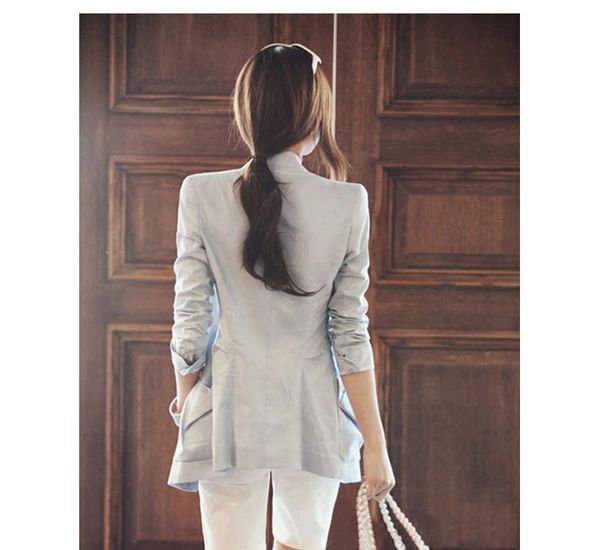 

women's suits & blazers autumn women and jackets single button blazer female coats casual long sleeved linen jacket lx1485, White;black
