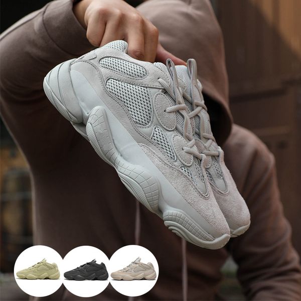 

2019 New Kanye West Pink Salt Wave Runner 500 Blush Desert Rat 500 Super Moon Yellow Running Shoes Mens Women Sneaker Sports Shoes