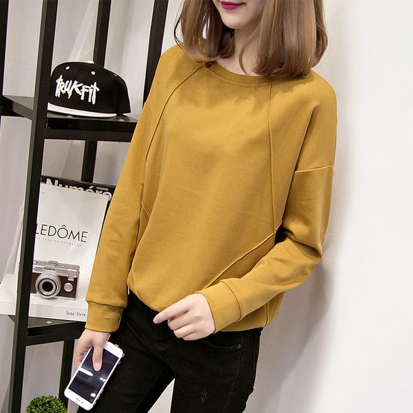 

korea women fashion shirts 2019 new autumn solid women t-shirts long sleeve o-neck basic casual female tees plus size xxl, White