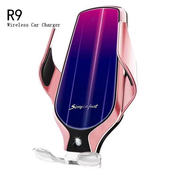 

r9 car wireless charger 10w automatic clamping phone holder car air outlet holder for samsung iphone