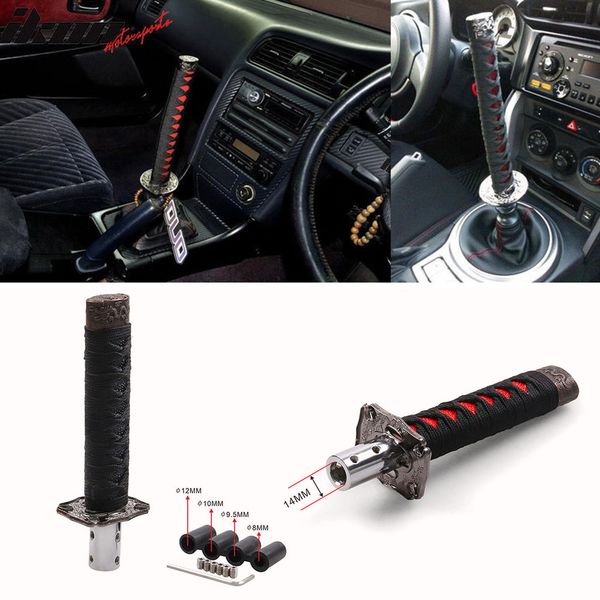 

universal samurai sword gear shift knob shifter katana metal black+red 15cm jdm