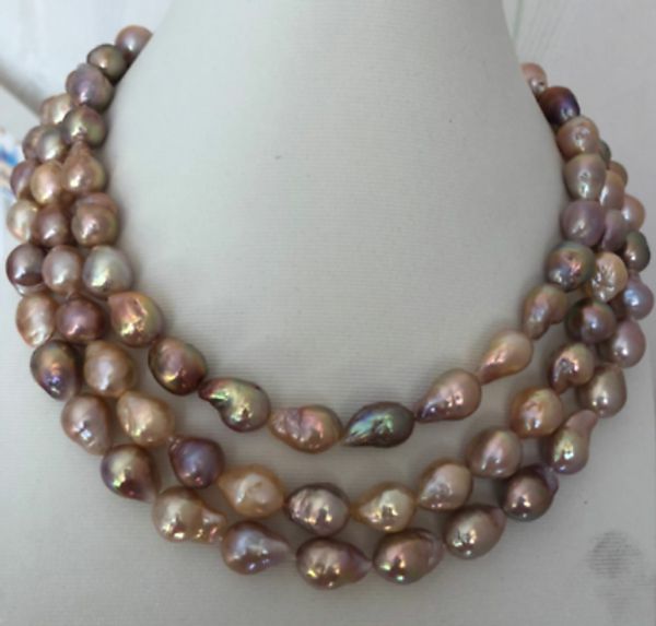

new gorgeous 12-15mm south sea baroque multicolor pearl necklace48inch, Silver