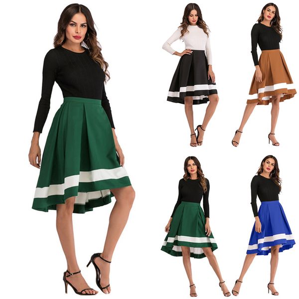 

spring 2019 women long metallic silver pleated skirt midi skirt high waist elascity casual party vintage, Black