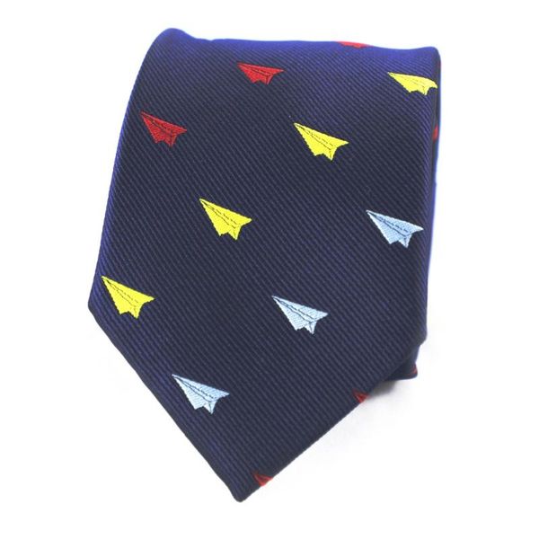 

microfiber jacquard paper plane pattern necktie origami plane tie father's day gift necktie birthday gift tie, Black;blue