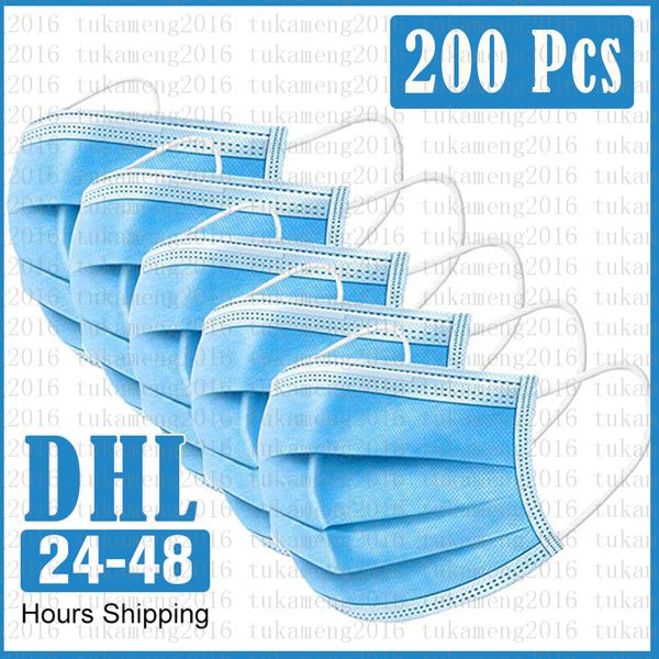 

200 pcs anti-virus masks disposable protective mask 3 layers dustproof facial protective cover masks in stock dhl 24h cheap
