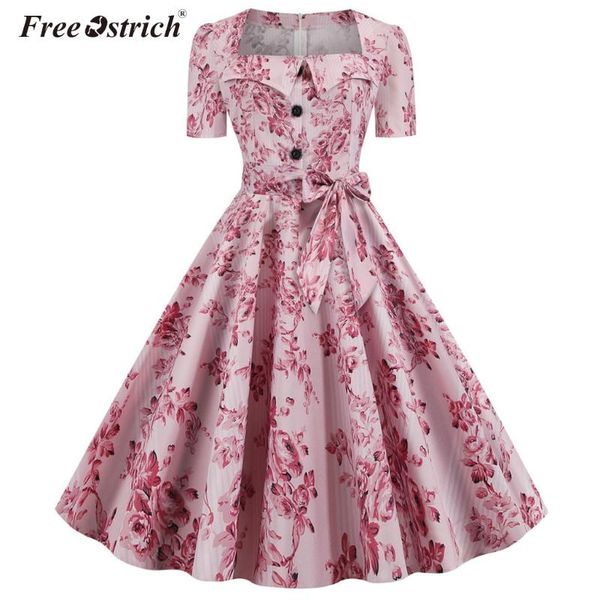 

ostrich women's summer short sleeve dress party dress button sashes women's retro party dresses n30, Black;gray