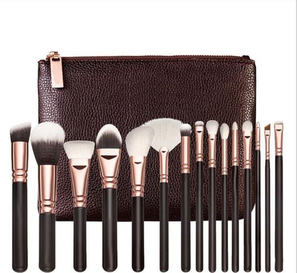 

2023 new brand makeup brush 15pcs/set brush with pu bag professional brush for powder foundation blush eyeshadow