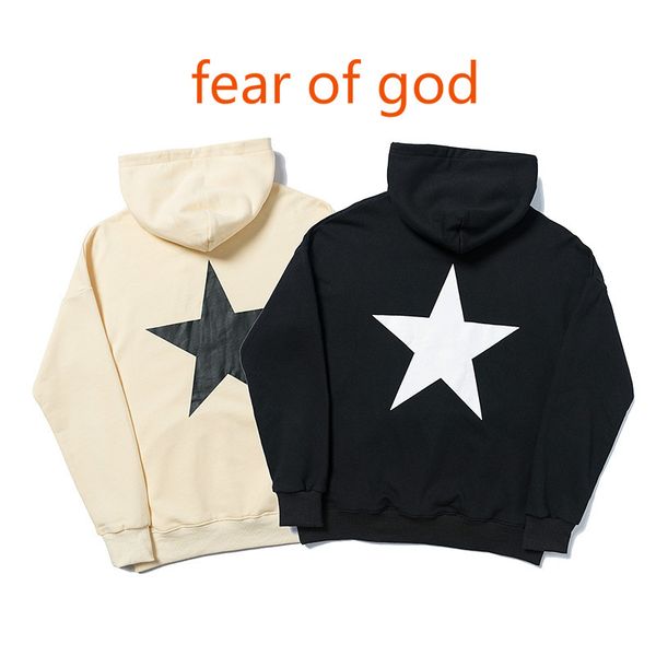 

fear of god hoodies essentials designer long sleeve sweater fog high street fashion sweatshirts 95% cotton with logo, Black