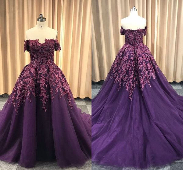 

off the shoulder ball gown prom dresses lace applique beaded sequins open back dresses evening wear party dress formal gowns custom made, Black