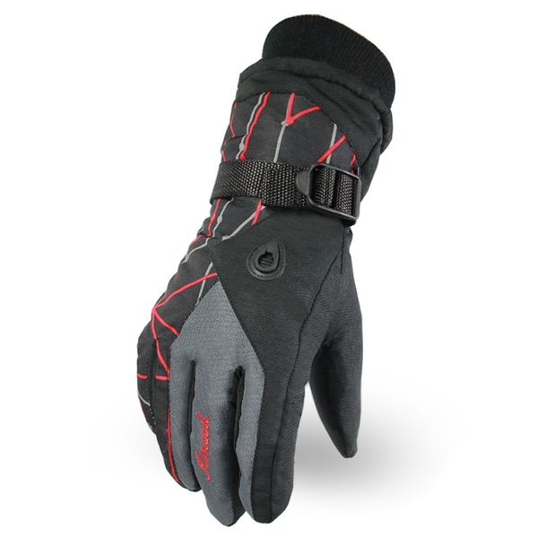 

ski gloves winter outdoor skis sports men women warm snow snowmobile motorcycle skiing windproof waterproof snowboard gloves, Black
