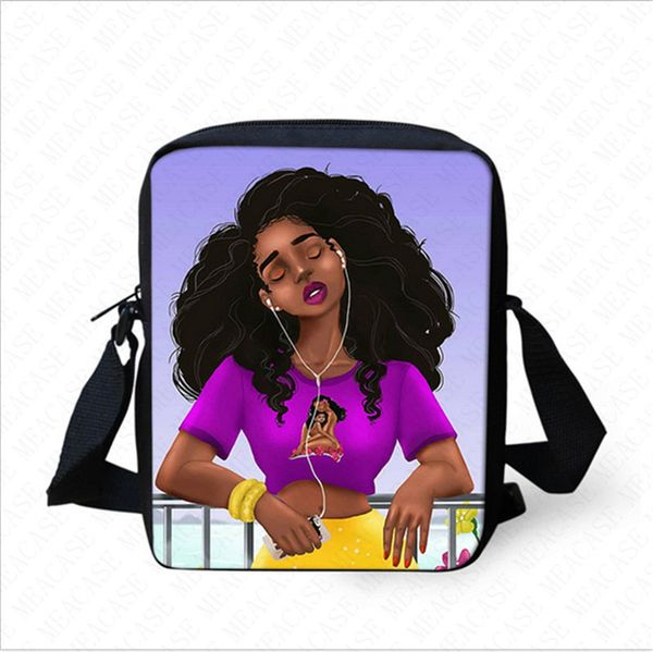 

afro girls purses one shoulder bag cartoon fanny packs kids children crossbody bags student messenger tote sports travel handbags d8510