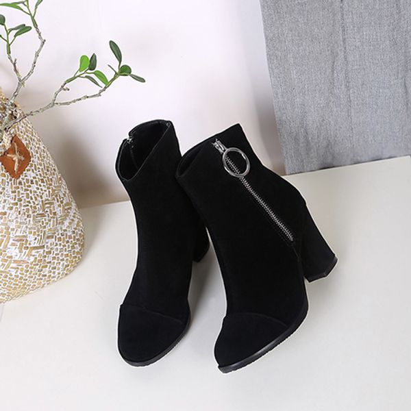 

oversized -17 boots women shoes ankle boots for women ladies side zipper pendant sleeve, Black