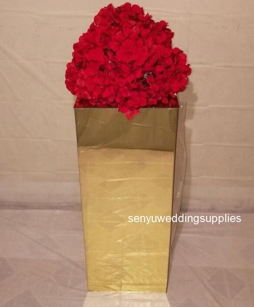 

2pcs one set)70cm tall)high gold mirror acrylic centerpiece column pillar stand senyu2010