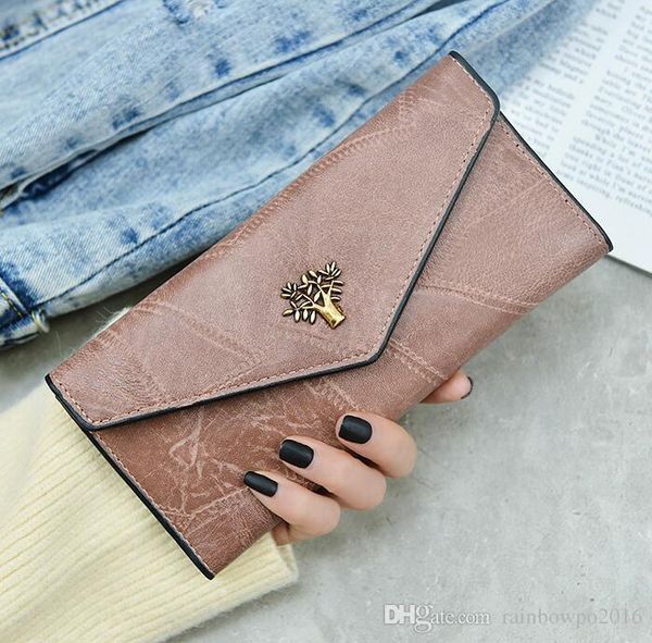 

factory wholesale brand women bag flip - stitch leather wallet retro multifunctional minimalist leather long wallet fashion multi-card card, Red;black