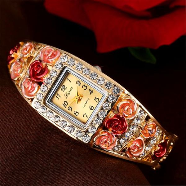 

fashion rose gold women's watches bracelet watch women watches luxury diamond ladies clock, Slivery;brown