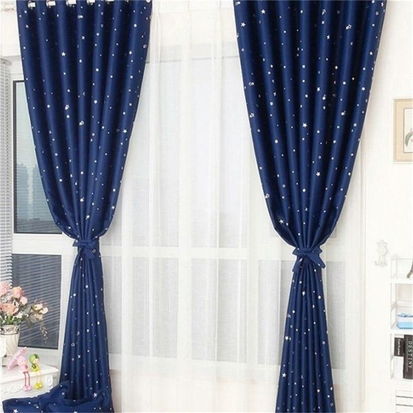 

stylish window blackout curtains set of 1 panels insulated 100*130cm/ 100*250cm window stars pattern long curtains for bedroom