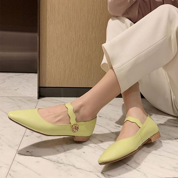 

sarairis female genuine leather shoes woman square toe low heel metal buckle belt pumps women office casual pumps, Black