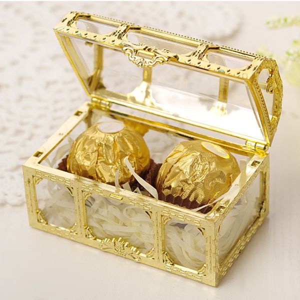

1 pc creative plastic gold candy box wedding vintage candy boxes chocolate gift treat boxes wedding party favor