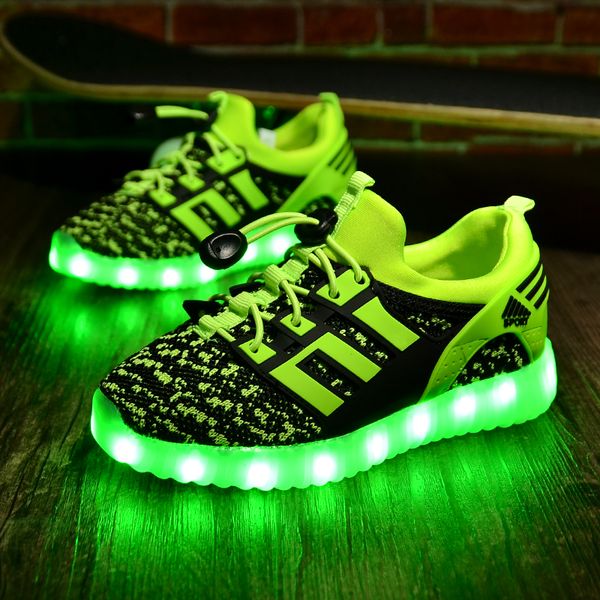 

child jazzy usb rechargeable junior girls boys led light children trainers shoes kids sneakers with glowing light summer, Black
