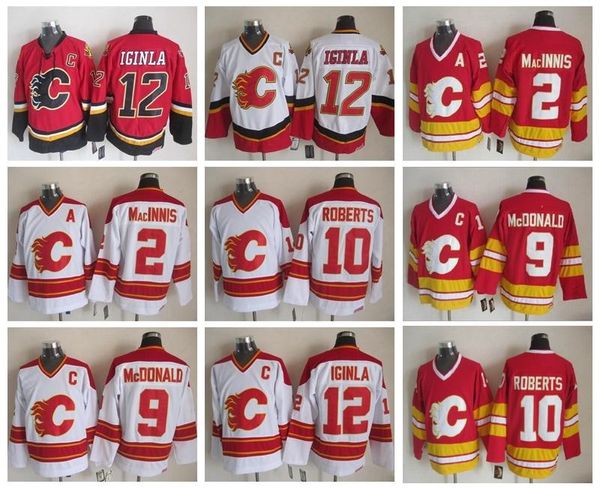 

Men 12 Jarome Iginla Jersey Calgary Flames 2 Al Macinnis 9 Lanny McDonald 10 Gary Roberts Vintage CCM Stitched Hockey Jerseys