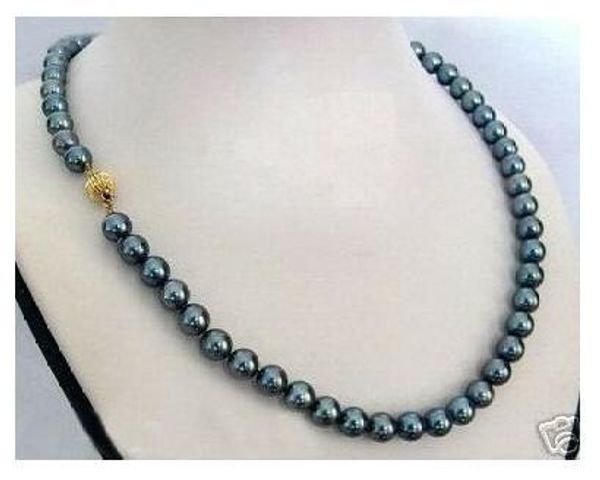 

8-9mm south sea peacock green pearl necklace 18inch, Silver