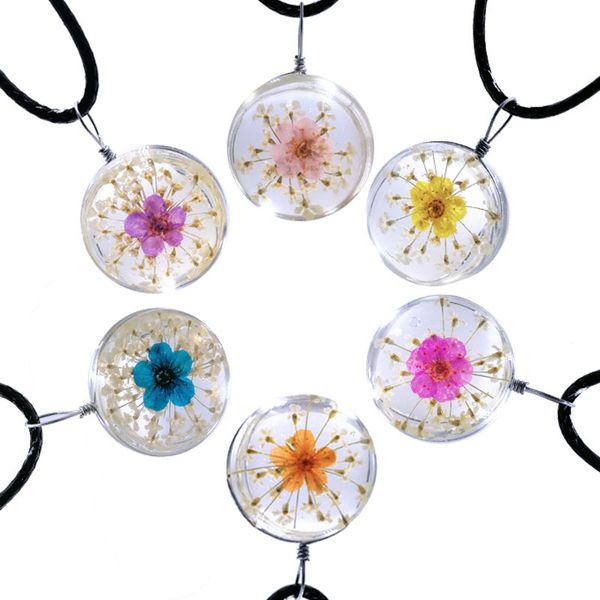 

ожерелья из сухих цветов стеклянный шарик ожерелье с цепочкой, Silver