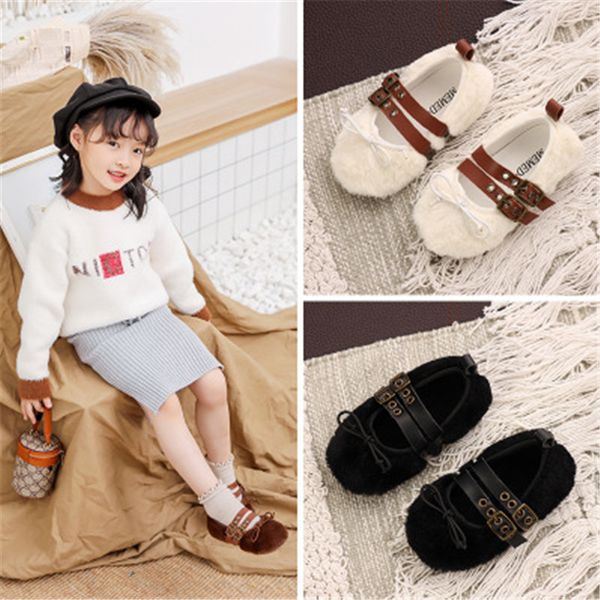 

2020 autumn winter new children's suede shoes,girls casual non-slip shoes with buckle,fashion trend soft bottom princess shoes, Black;red