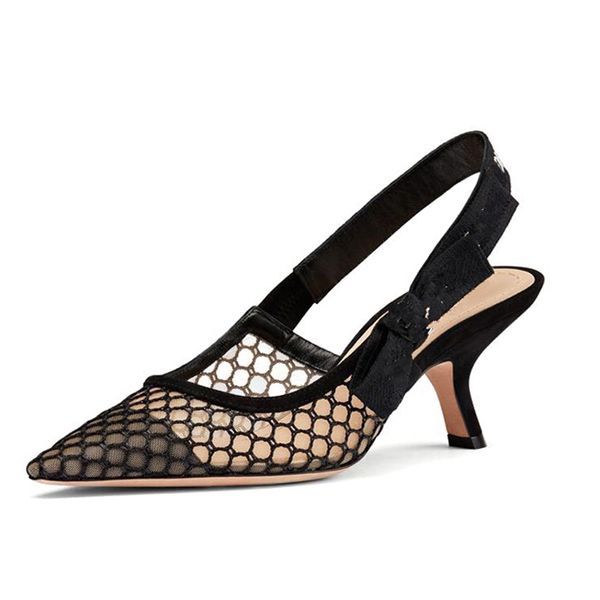 

sell women shoes black fish meshy pointy mid heel shoes letter strap kitten heel pumps size 34 to 41 tradingbear