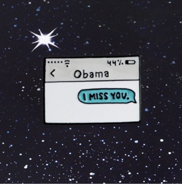 

i miss you obama brooches pinslapel hat pin tie tack enamel lapel pin brooch, Gray